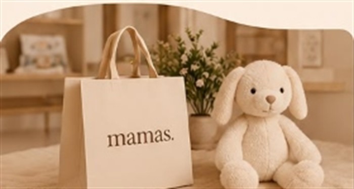 Mamas baby store boutique bag with plush bunny